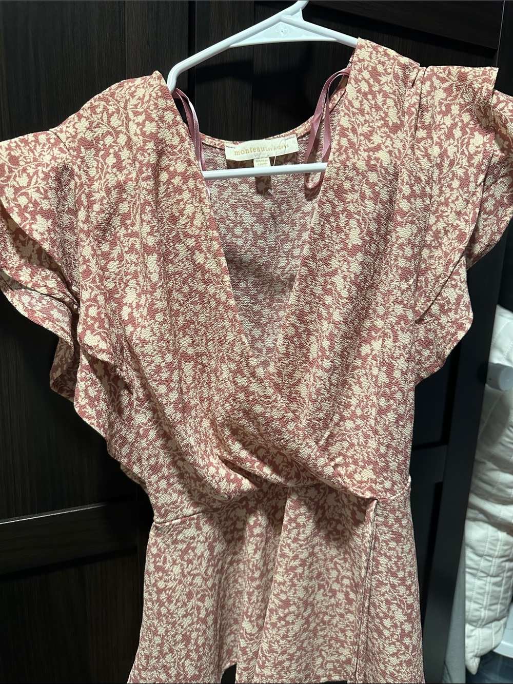 Pink Floral Wrap Blouse